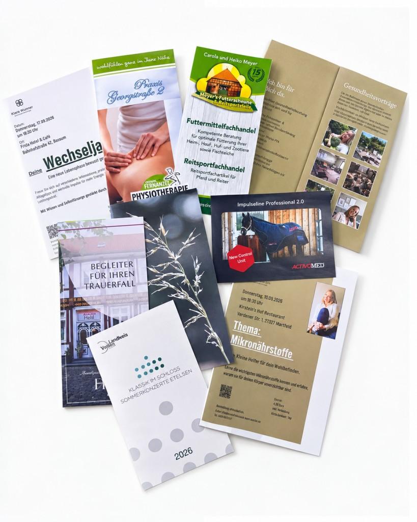 Verschiedene Informationsbroschüren und Flyer