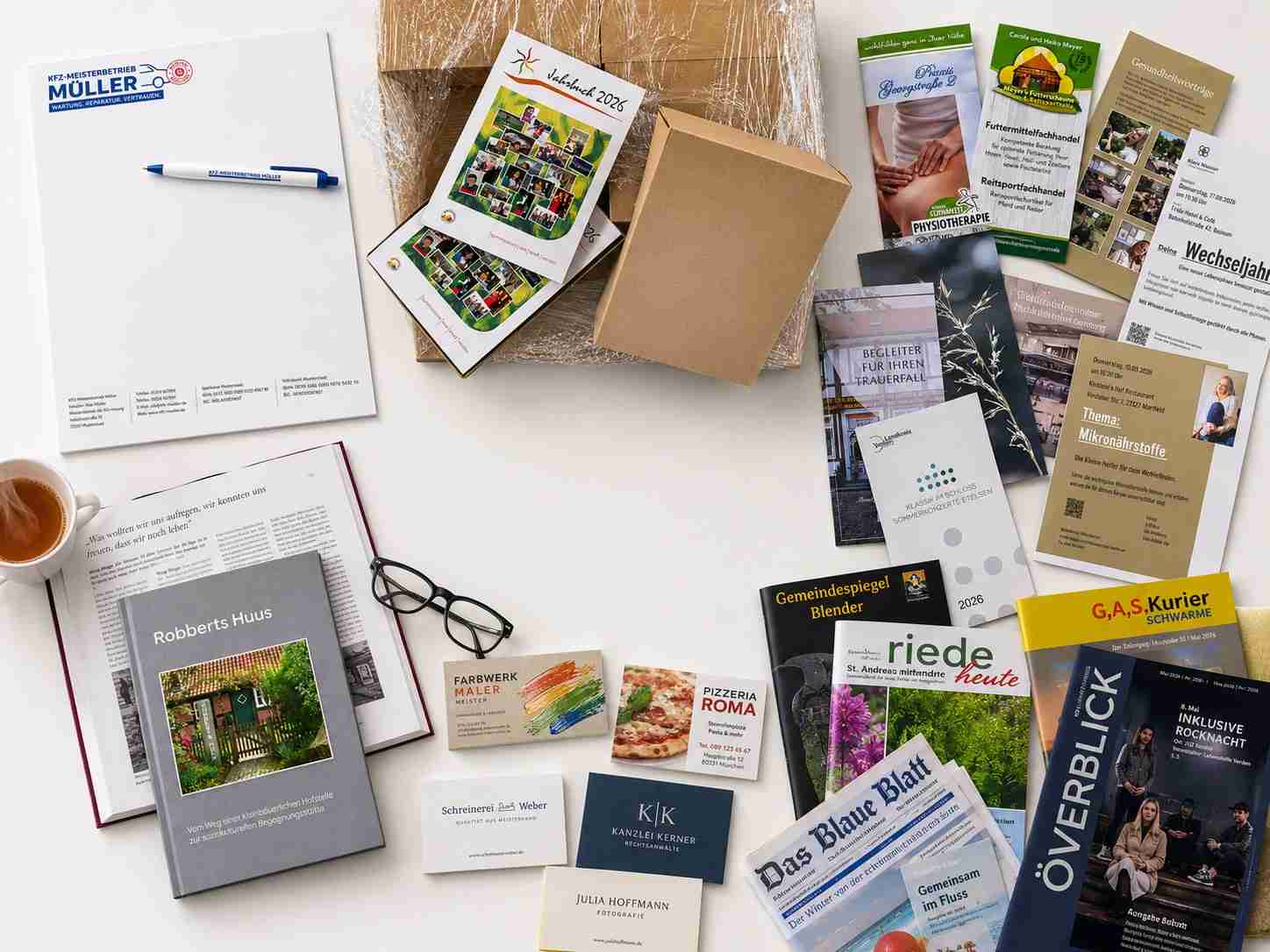 Vielfalt von Materialien und Werbemitteln