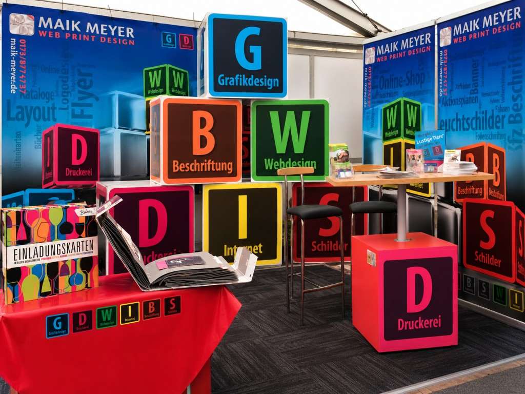 Messestand für Druckdesign Dienstleistungen