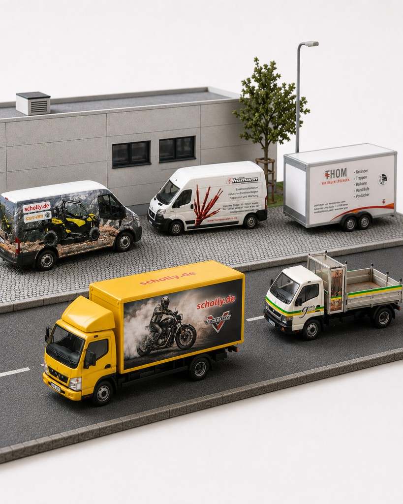Modellfahrzeuge auf einer Straße