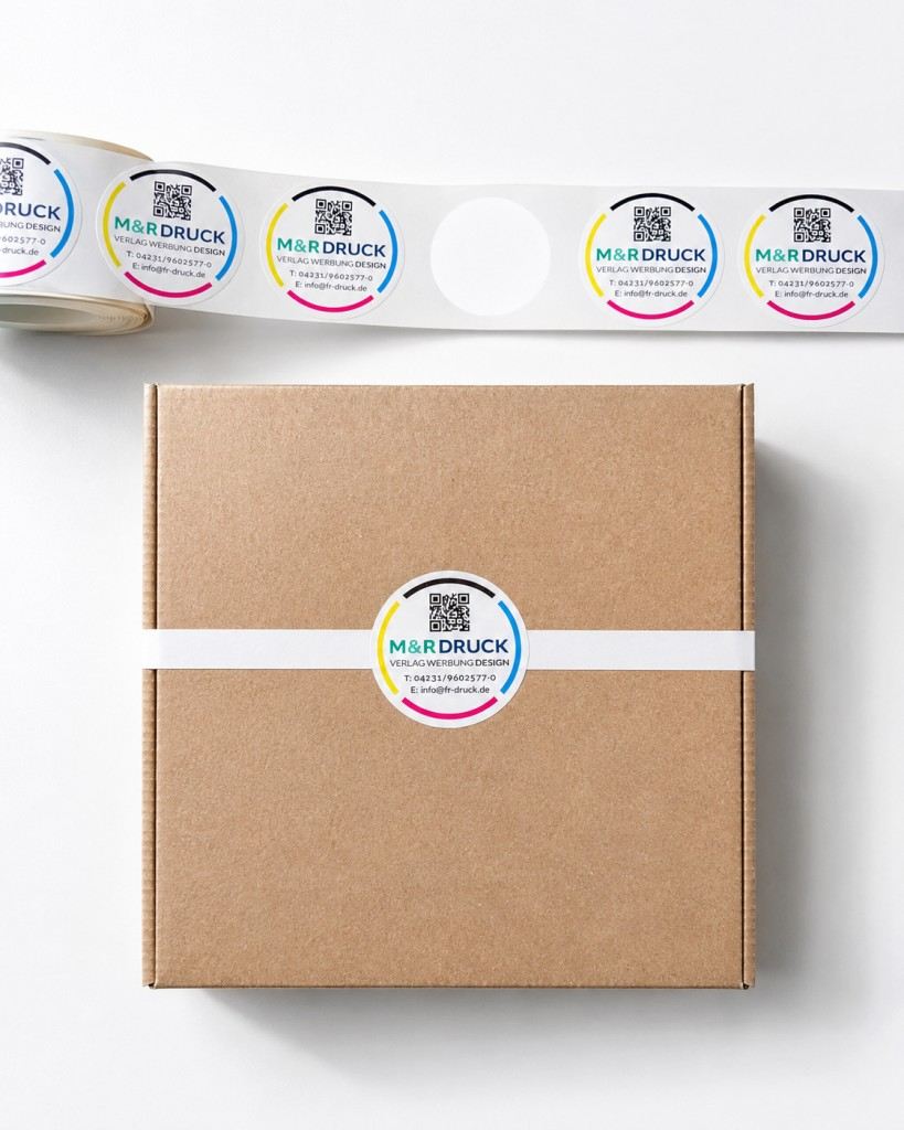 Kraftpapierbox mit Etiketten
